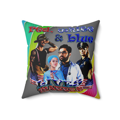 rw&b lives matter - Spun Polyester Square Pillow - (rainbow split)