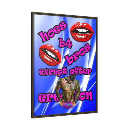 hoes b4 bros - framed canvas art (blue-white wave)