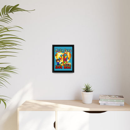 love peace - framed canvas art (turquoise)