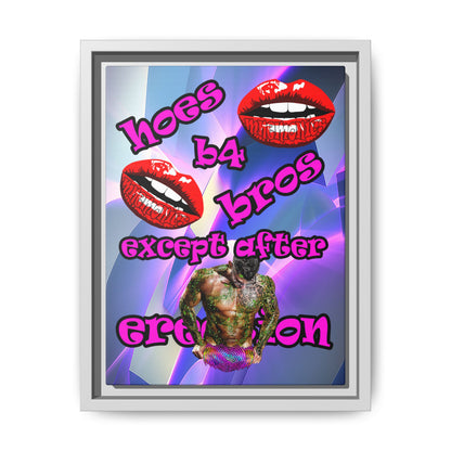 hoes b4 bros - framed canvas art (grey-pink wave)