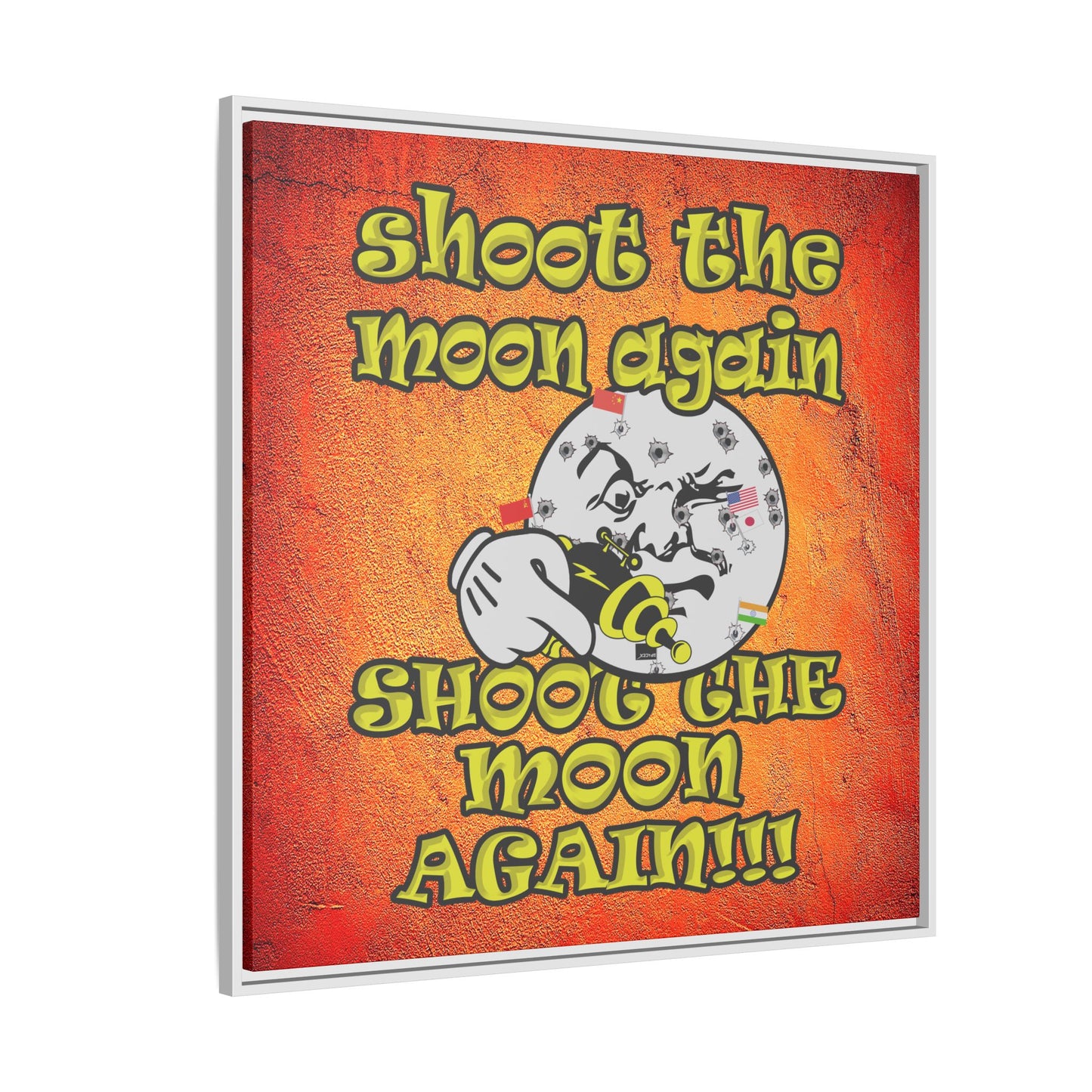 shoot the moon again - framed canvas art (burnt orange)