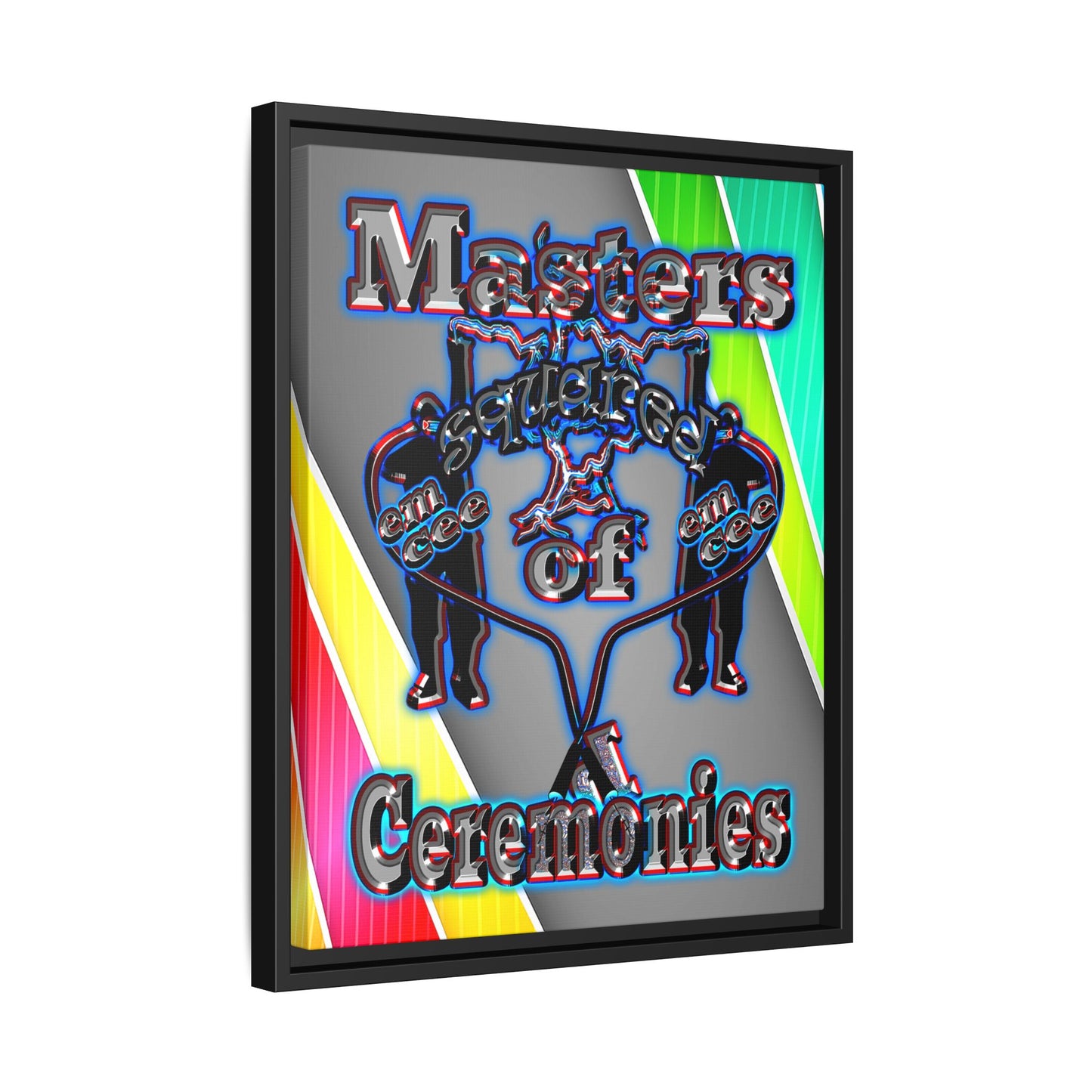 em cee squared - framed canvas art (rainbow split)