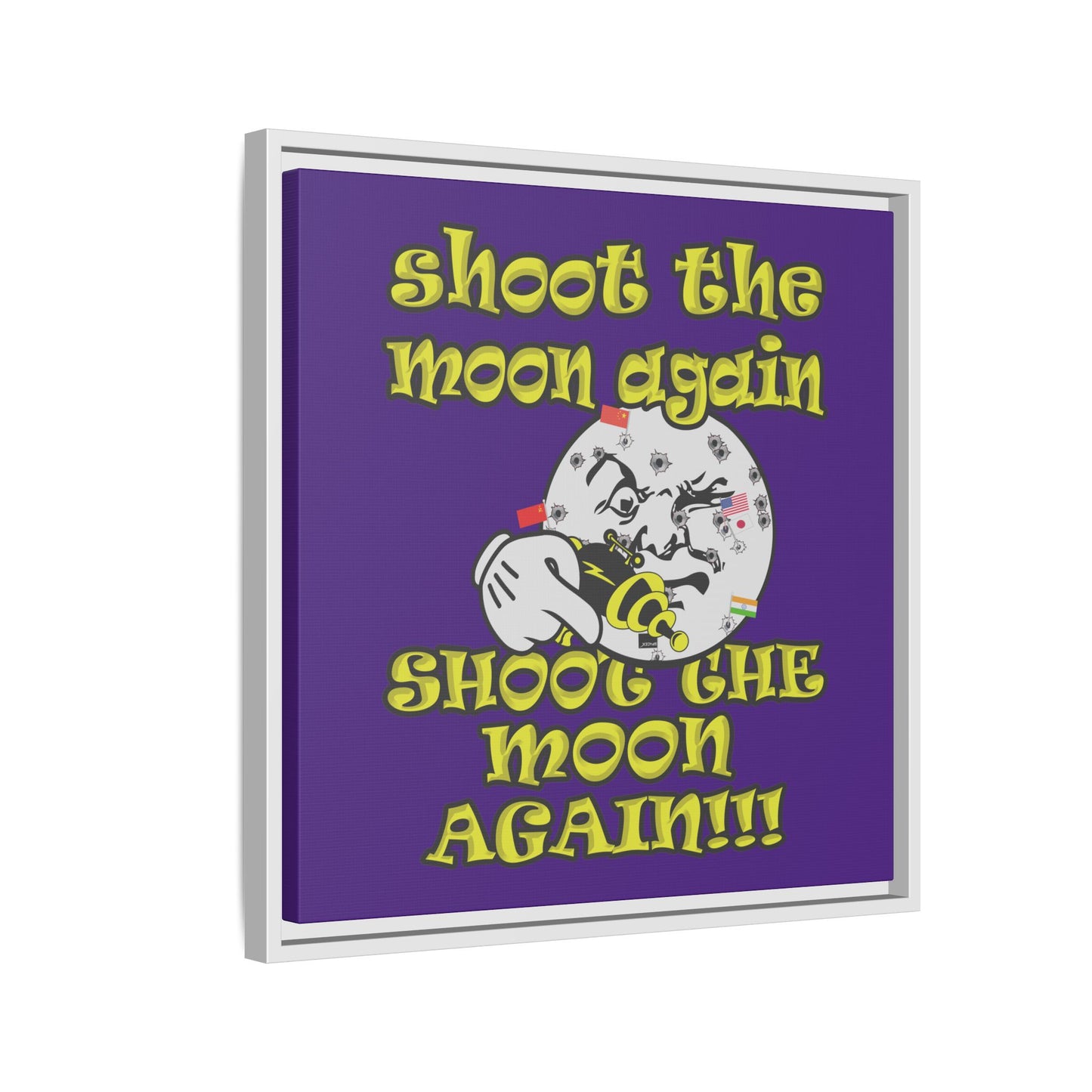 shoot the moon again - framed canvas art (purple)