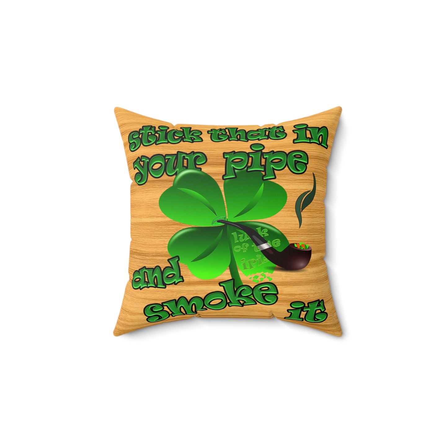 celtics logo - Faux Suede Square Pillow - (butterscotch wood finish)