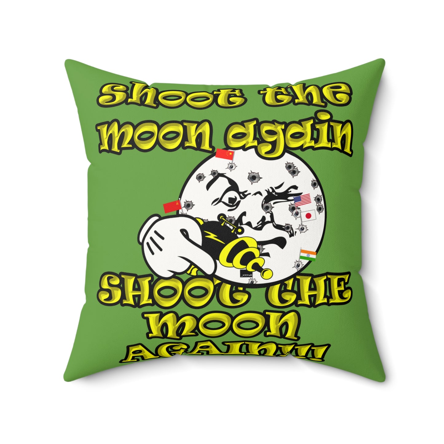 shoot the moon again - Faux Suede Square Pillow - (green)