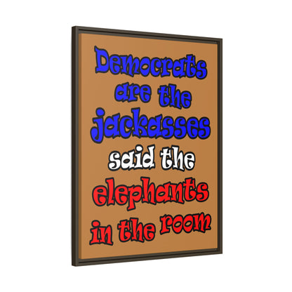 donkeys and elephants - framed canvas art (light brown)