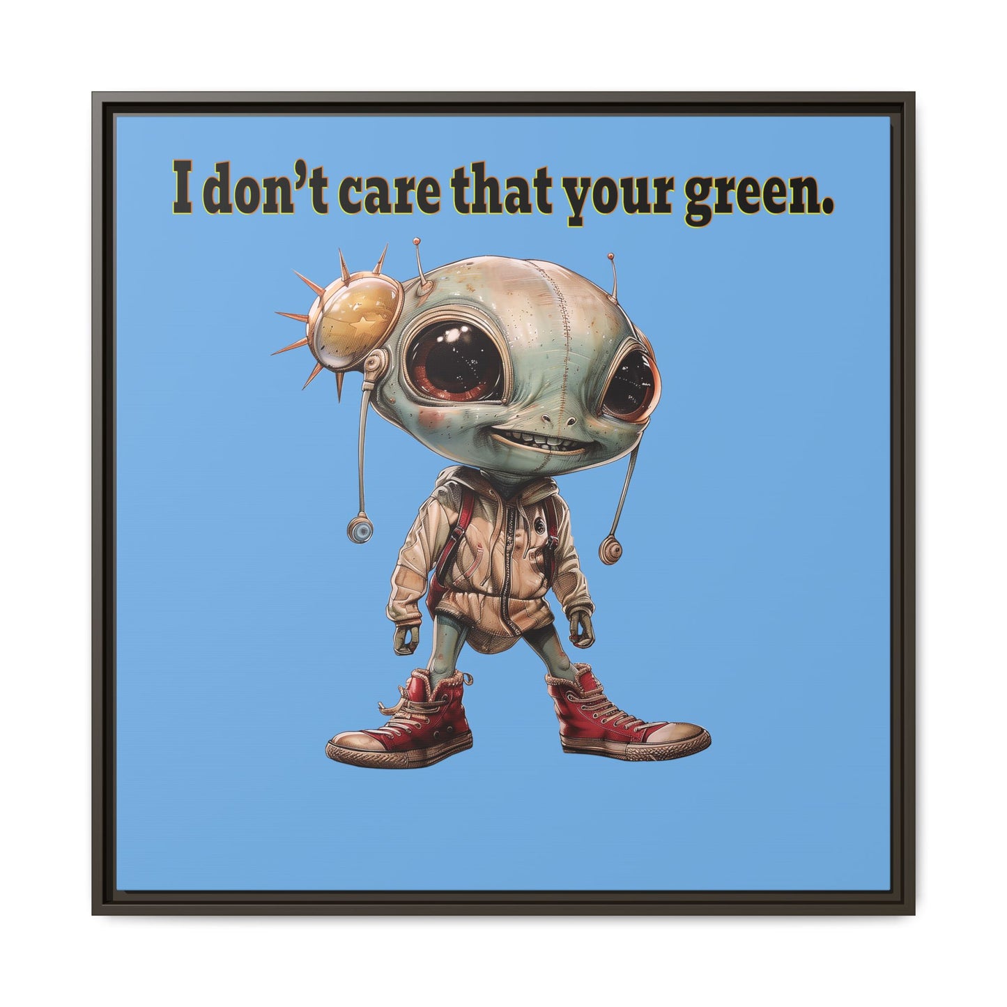 I don't care that your green - framed canvas art (light blue)