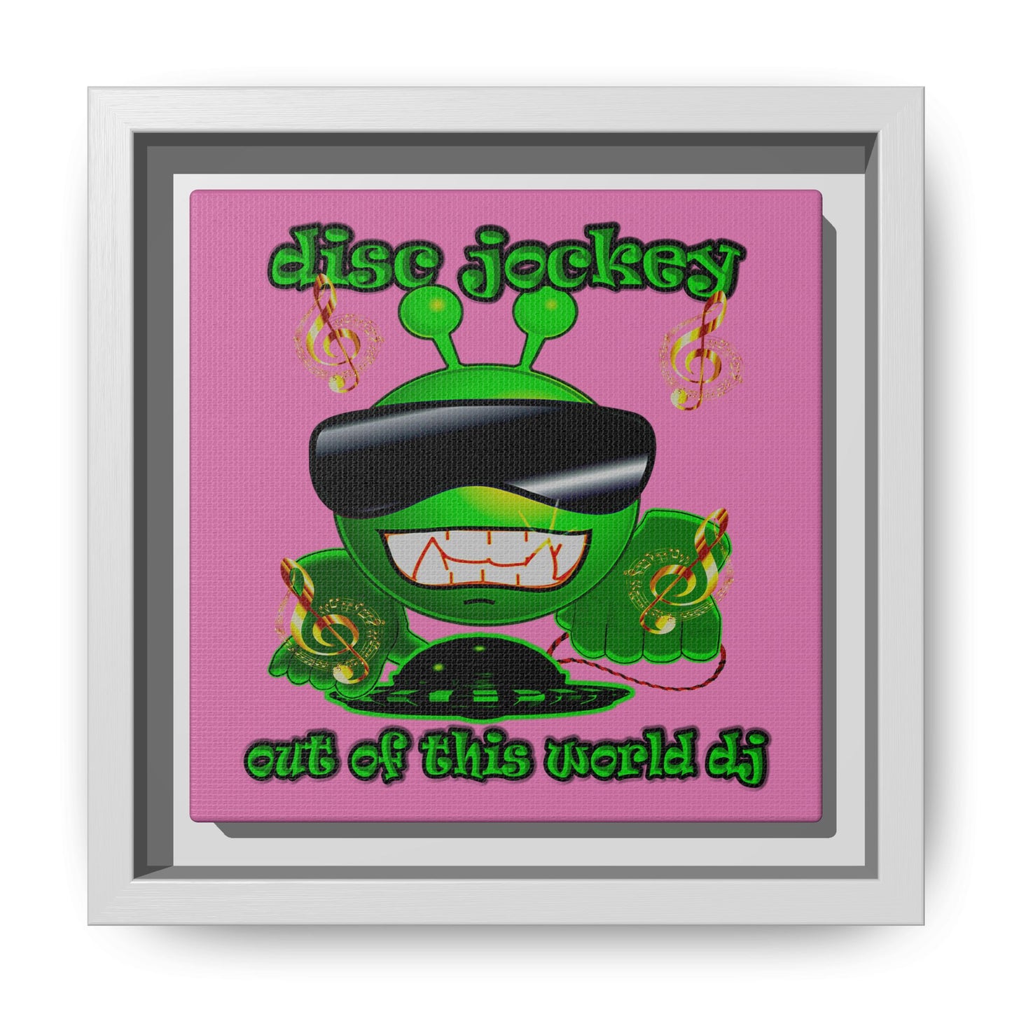 disc jockey - framed canvas art (light pink)
