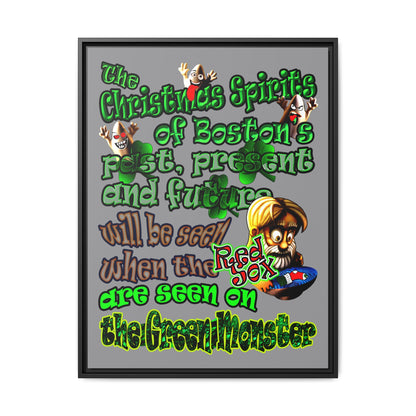 christmas spirits of boston - framed canvas art (grey)