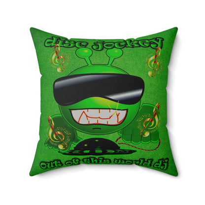 disc jockey - Faux Suede Square Pillow - (green turf)