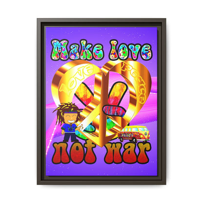 love peace - framed canvas art (purple-pink wave)
