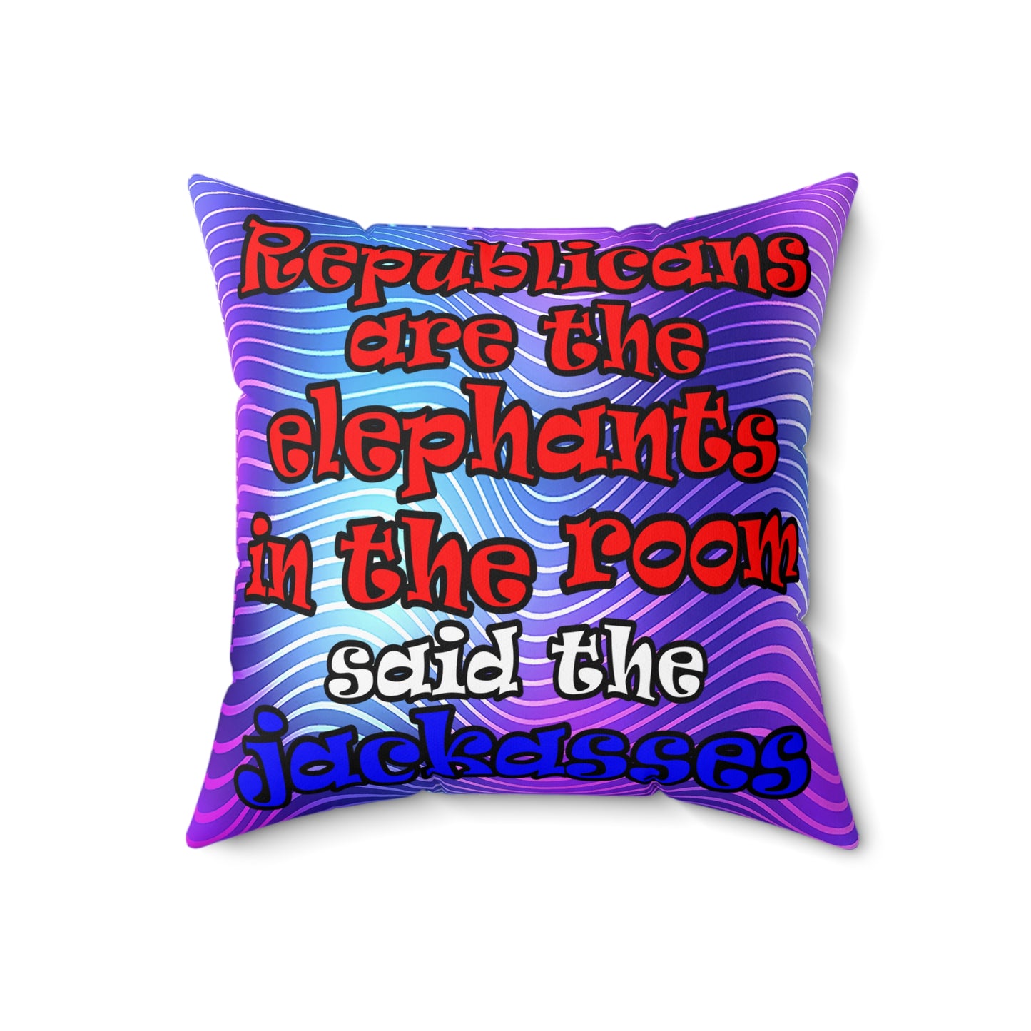 donkeys and elephants - Spun Polyester Square Pillow - (purple wave)