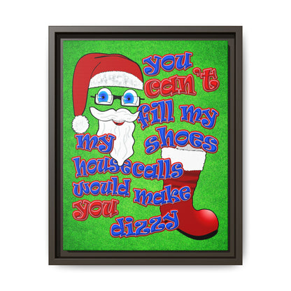 santa's shoes - framed canvas art (green turf)
