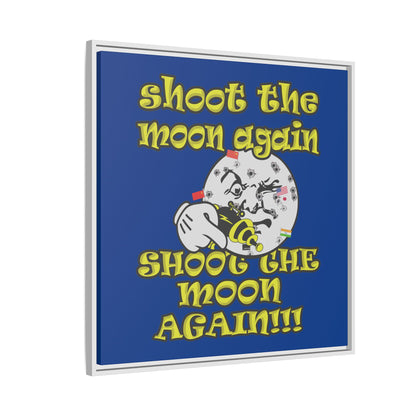 shoot the moon again - framed canvas art (dark blue)