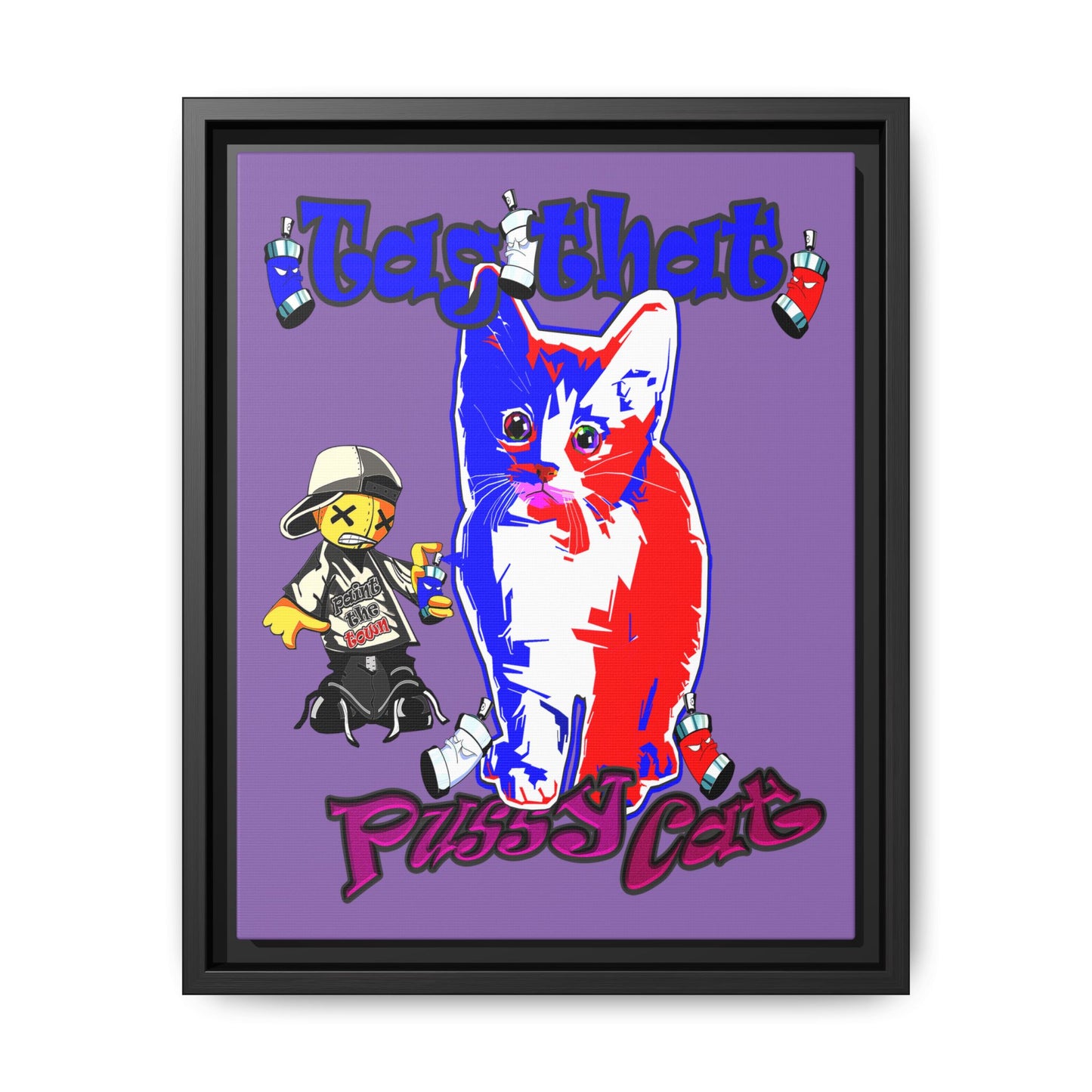 tag that - framed canvas art (light purple)