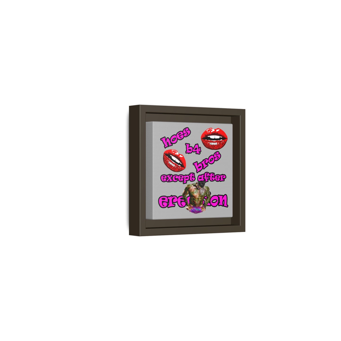 hoes b4 bros - framed canvas art (light grey)