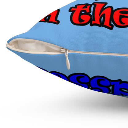 donkeys and elephants - Spun Polyester Square Pillow - (light blue)