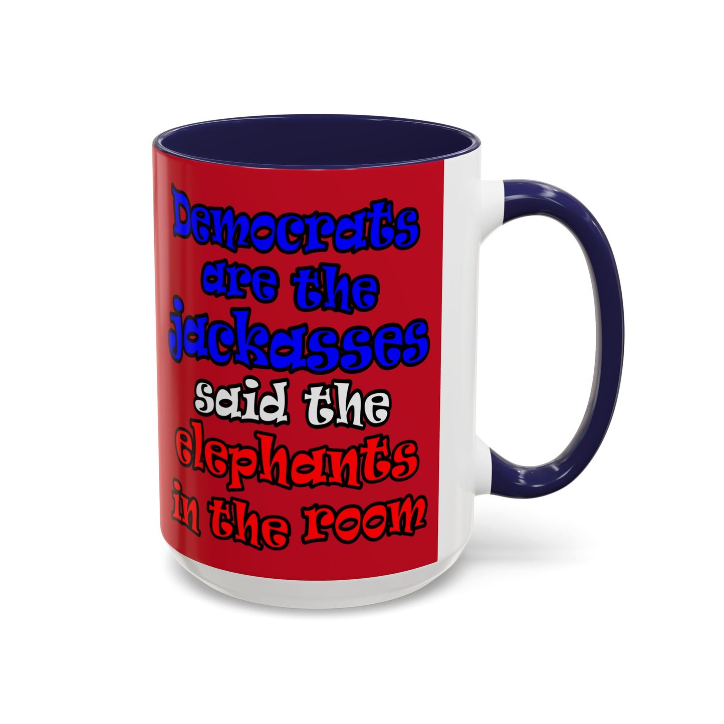 donkeys and elephants - Accent Mug (dark red)