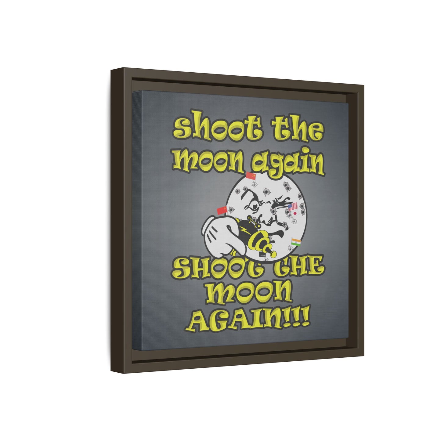 shoot the moon again - framed canvas art (grey-light grey)