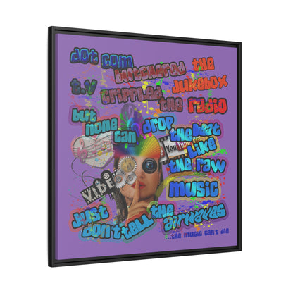 drop the beat - framed canvas art (light purple)