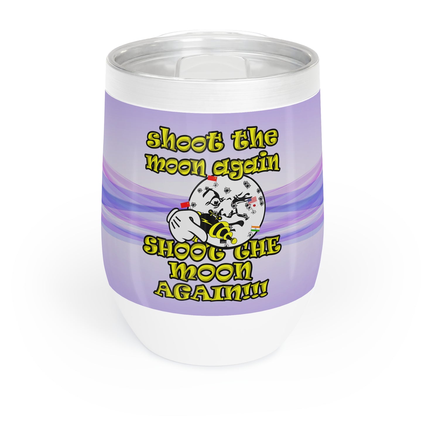 shoot the moon again - Chill Wine Tumbler (light blue-pink wave)