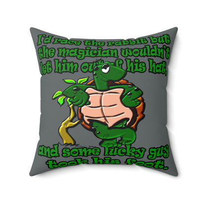 turtle race - Spun Polyester Square Pillow - (dark grey)