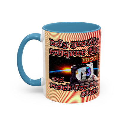 defy conquer reach - Accent Mug (yellow-orange wave)