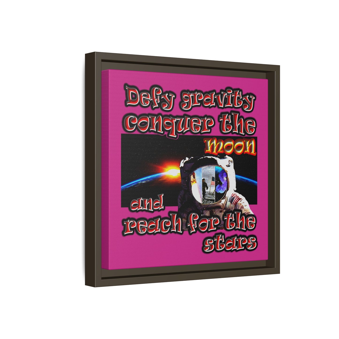 defy conquer reach - framed canvas art (pink)