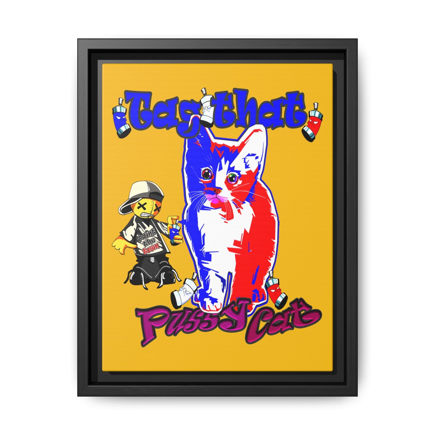 tag that - framed canvas art (yellow)