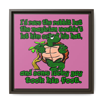 turtle race - framed canvas art (light pink)