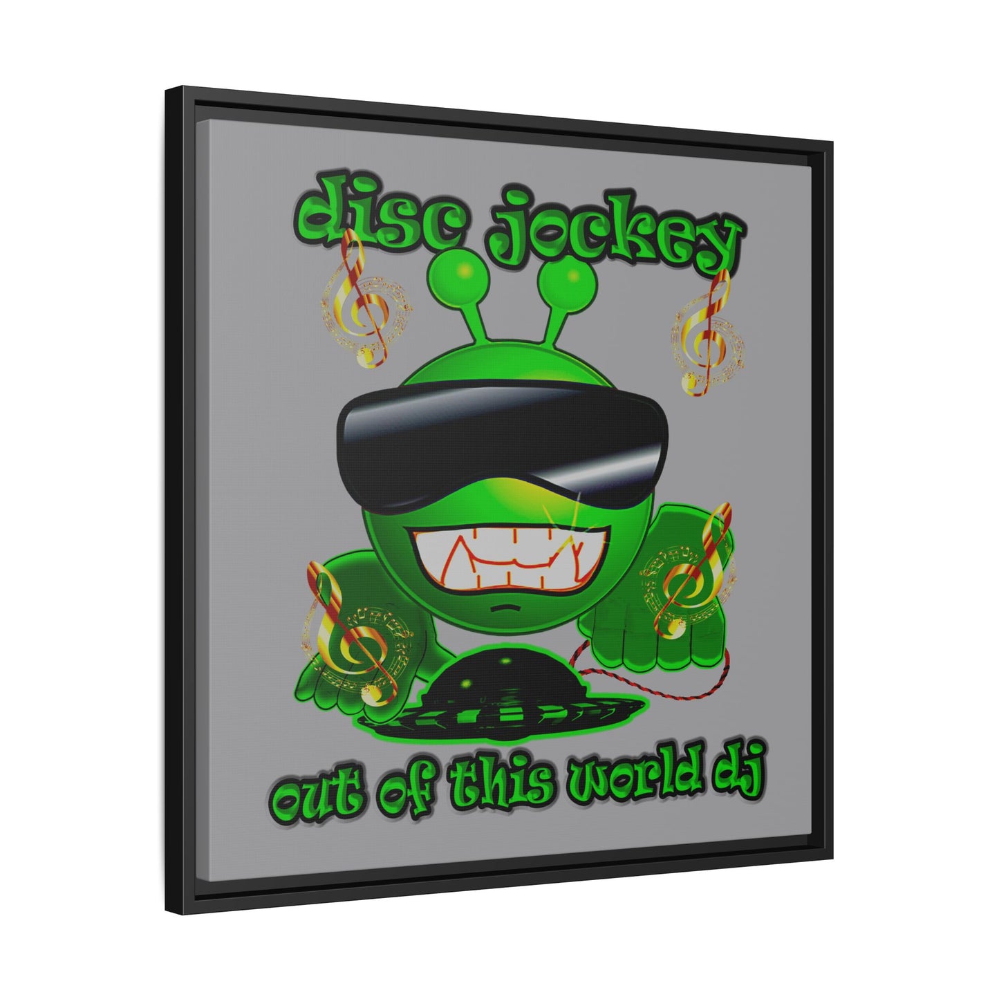 disc jockey - framed canvas art (grey)