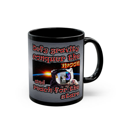 defy conquer reach - Black Mug (brushed nickel)