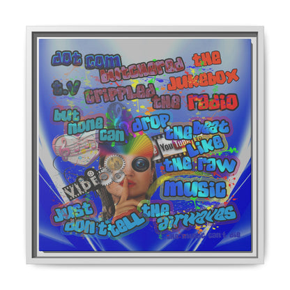 drop the beat - framed canvas art (blue-white wave)