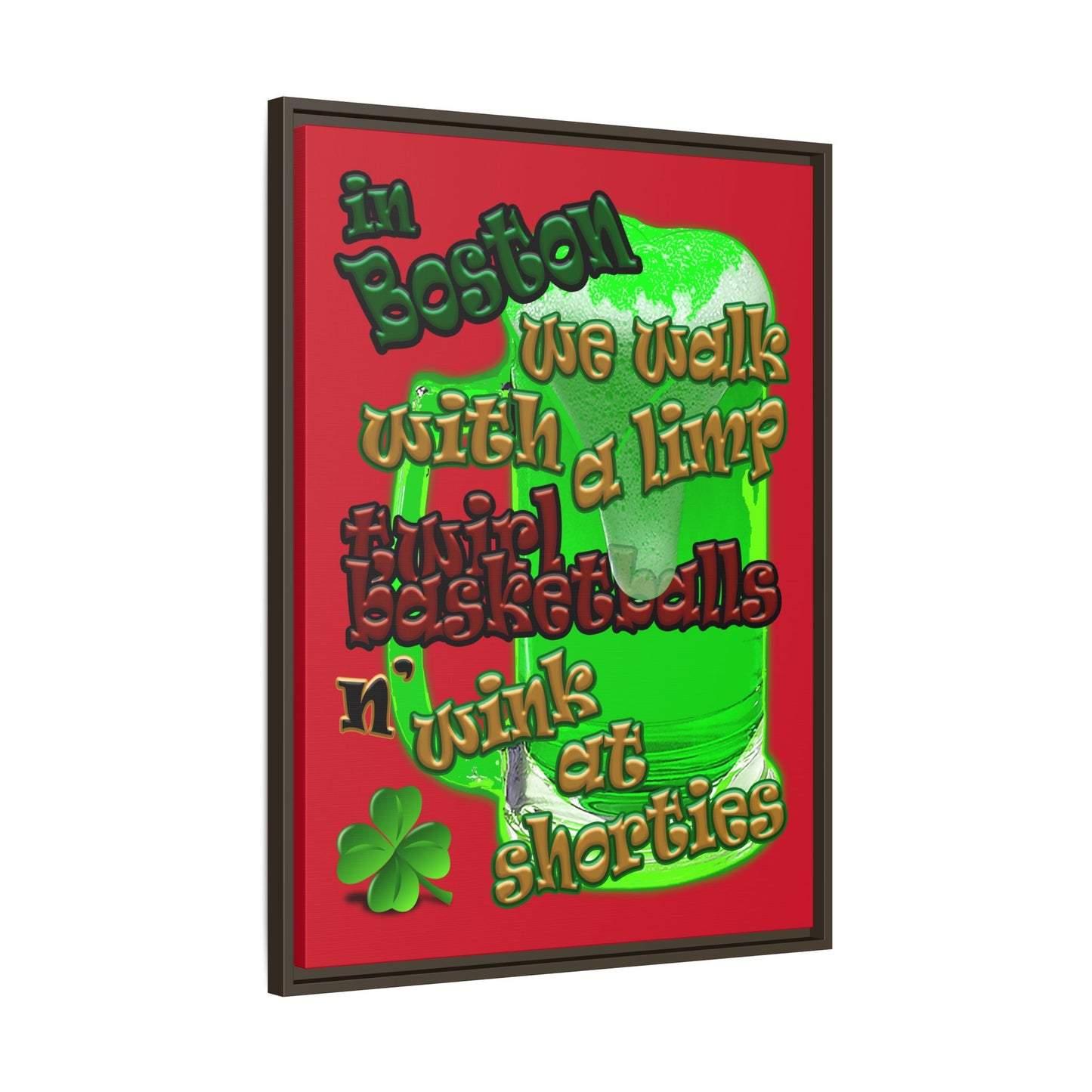 celtics logo - framed canvas art (dark red)