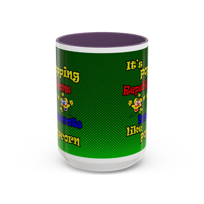 popping like popcorn - Accent Mug (logo green)