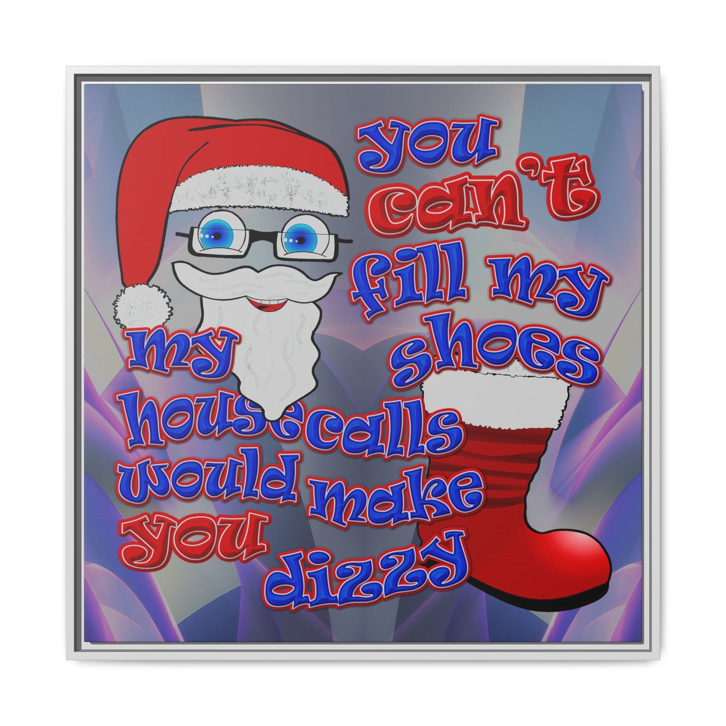 santa's shoes - framed canvas art (grey-pink wave)