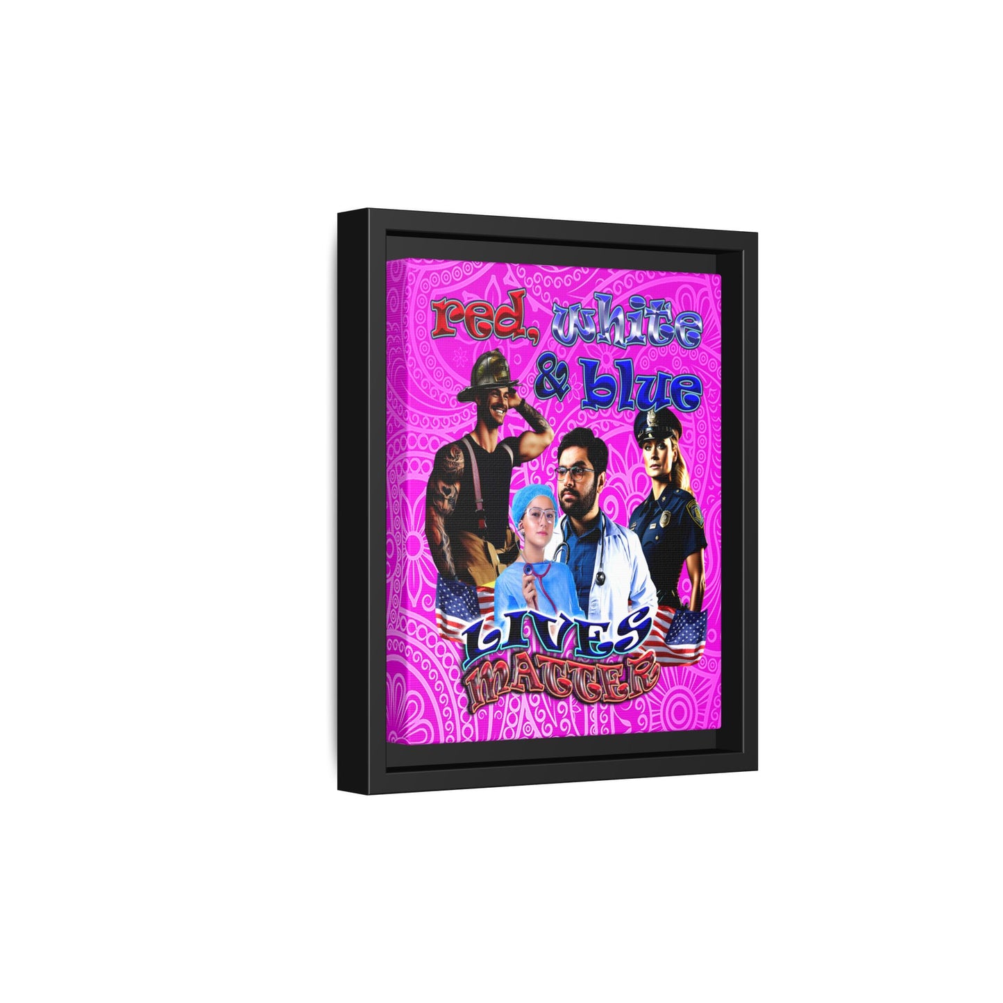 rw&b lives matter - framed canvas art (pink swirl)