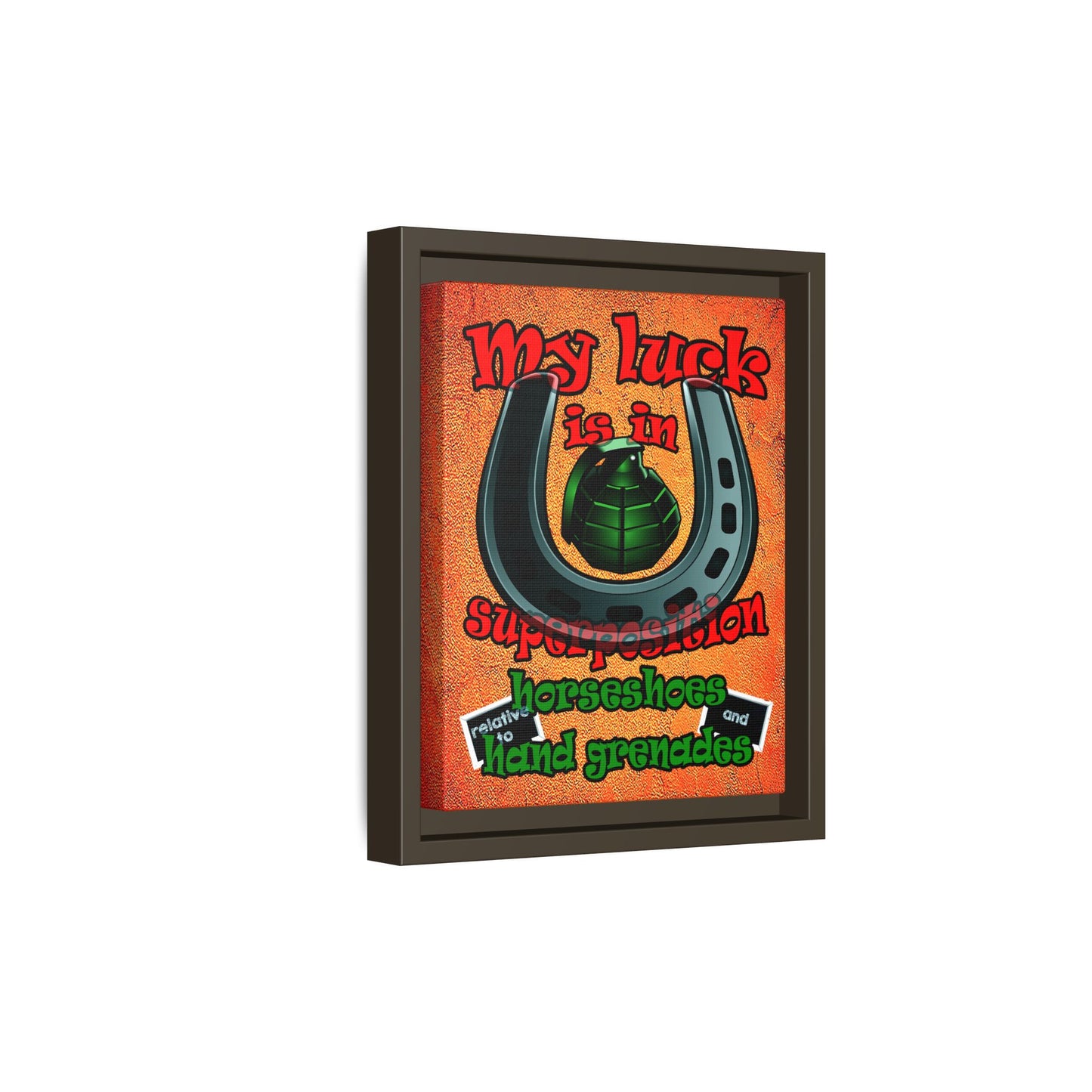 my luck - framed canvas art (burnt orange)