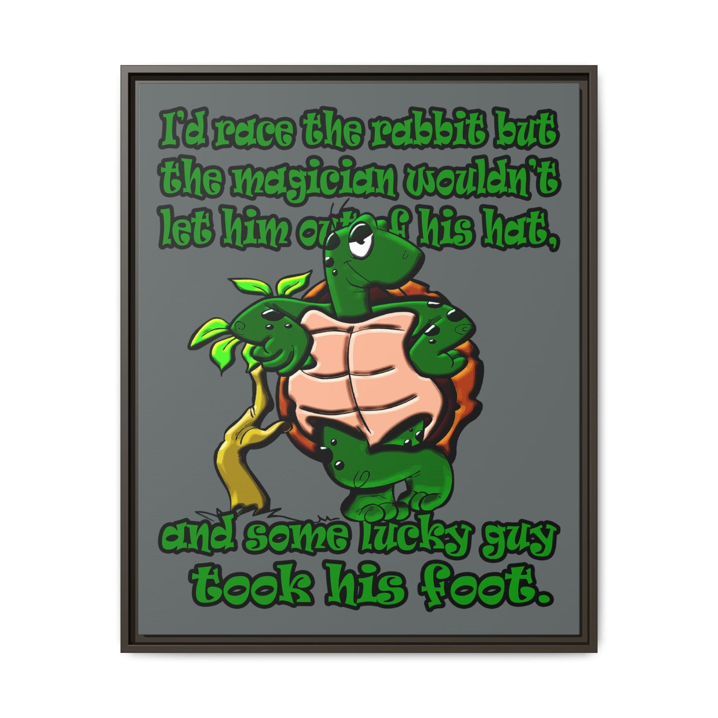 turtle race - framed canvas art (dark grey)