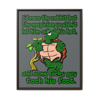 turtle race - framed canvas art (dark grey)