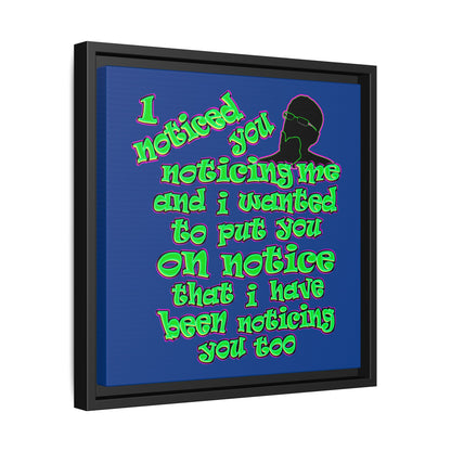 noticed you noticing - framed canvas art (dark blue)