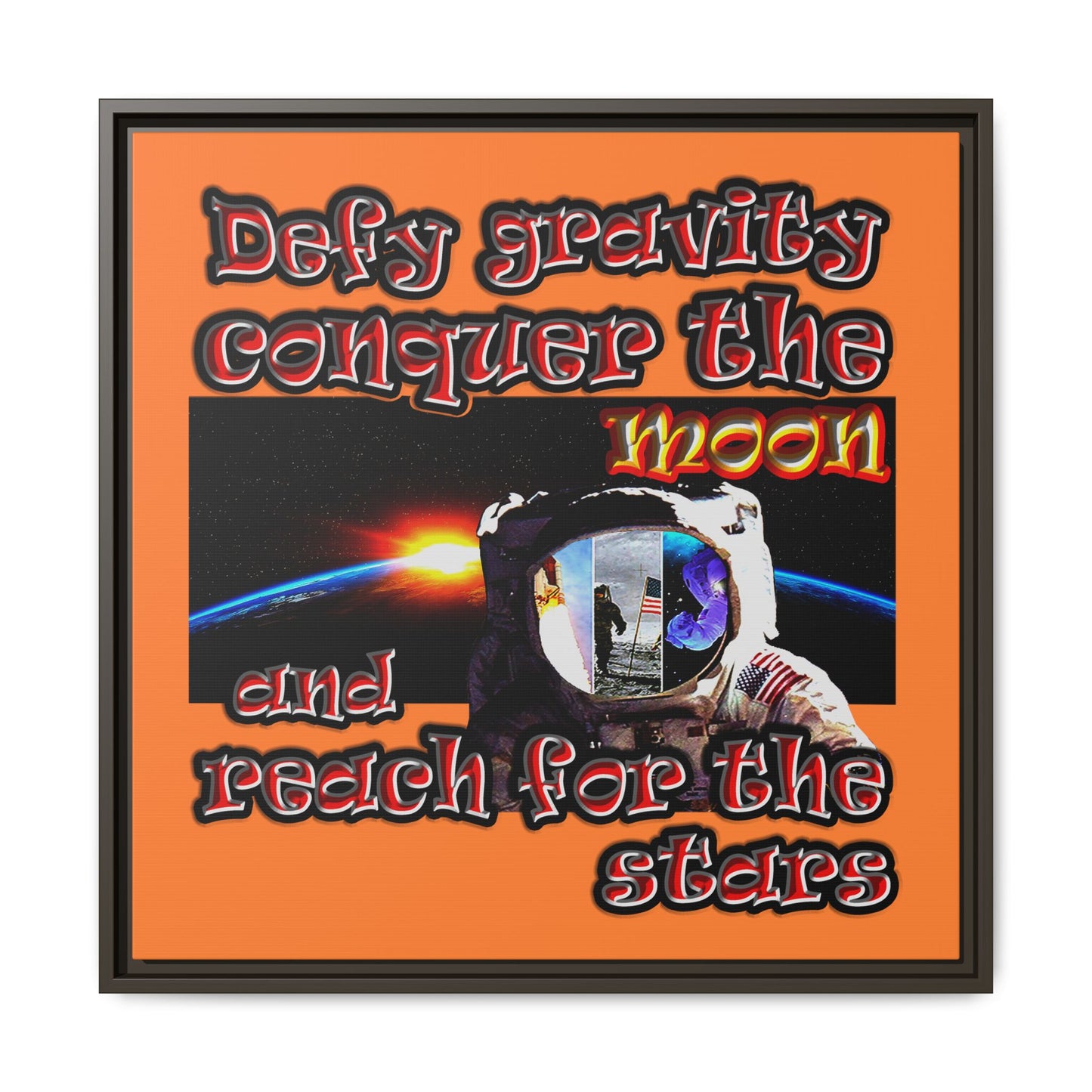 defy conquer reach - framed canvas art (crusta)