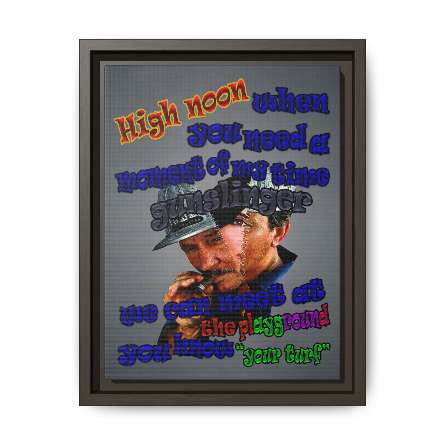 high noon - framed canvas art (grey-light grey)