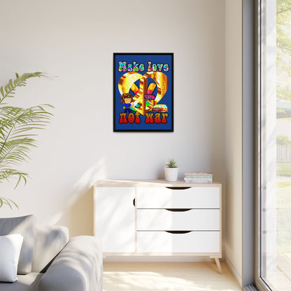 love peace - framed canvas art (dark blue)