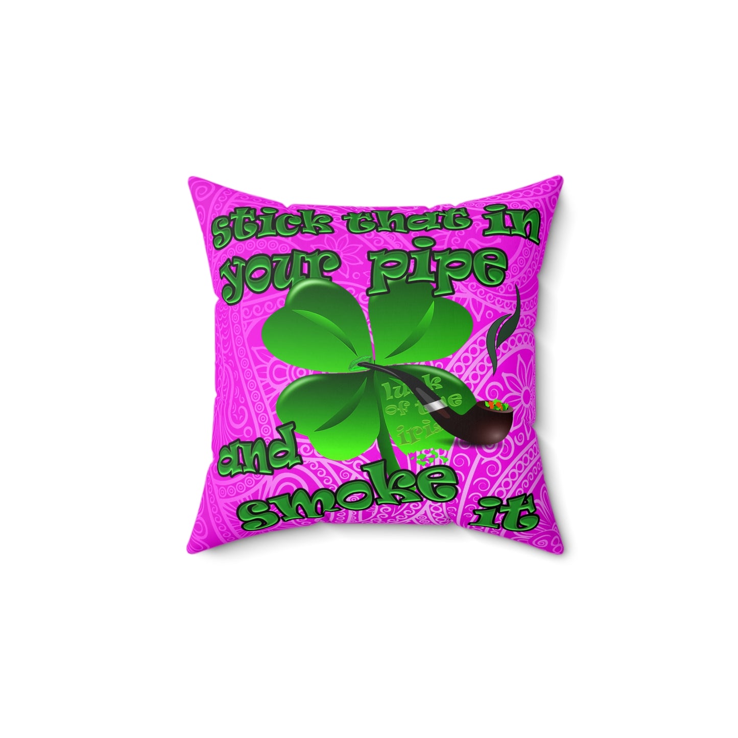 celtics logo - Spun Polyester Square Pillow - (pink swirl)