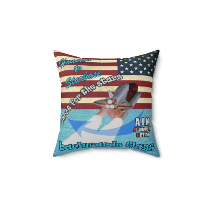 shoot for the stars - Spun Polyester Square Pillow - (faded blue)