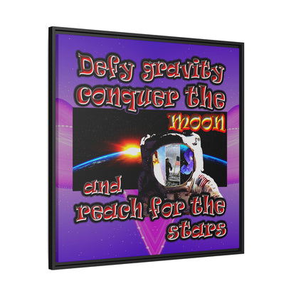 defy conquer reach - framed canvas art (purple-pink wave)
