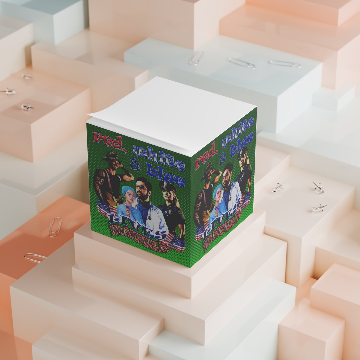 rw&b lives matter - note cube (logo green)