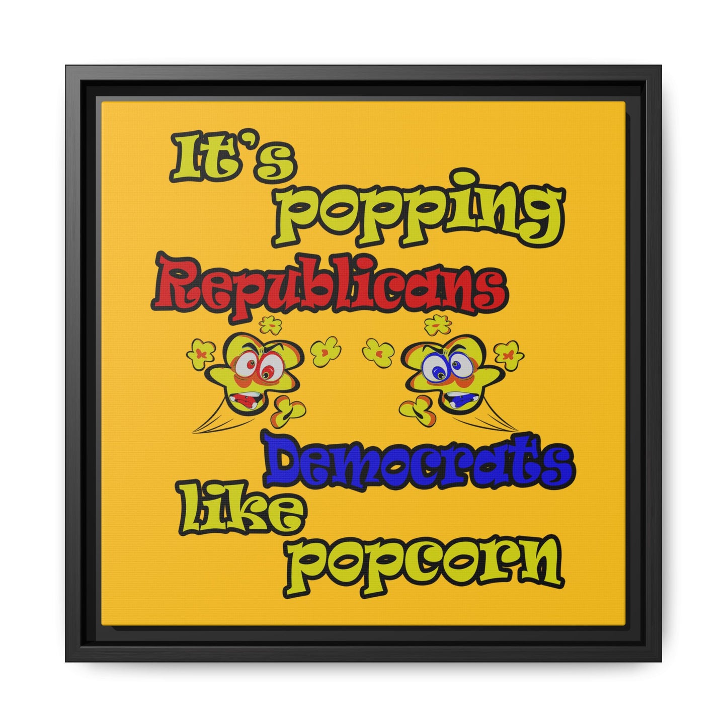popping like popcorn - framed canvas art (yellow)