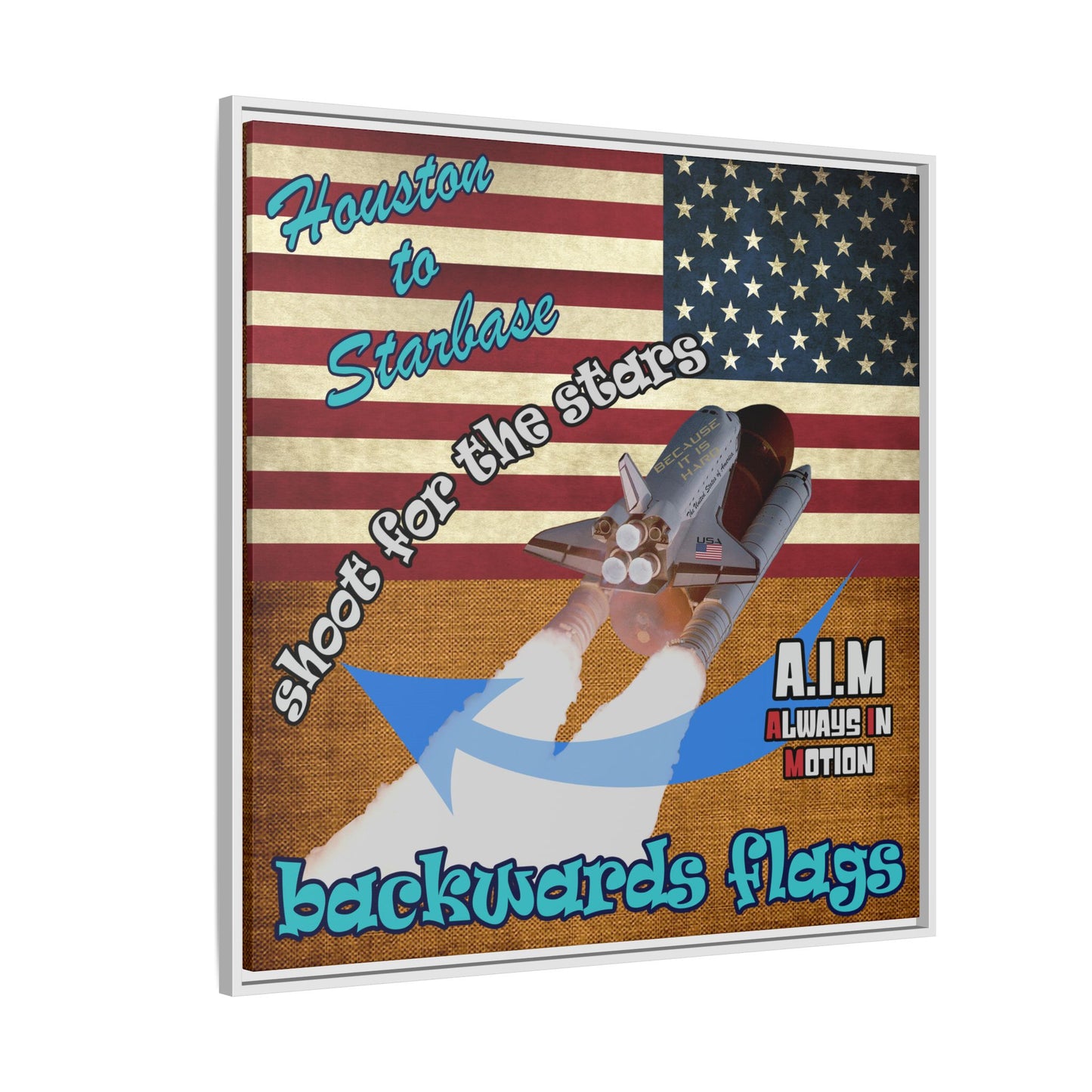 shoot for the stars - framed canvas art (brown papyrus)